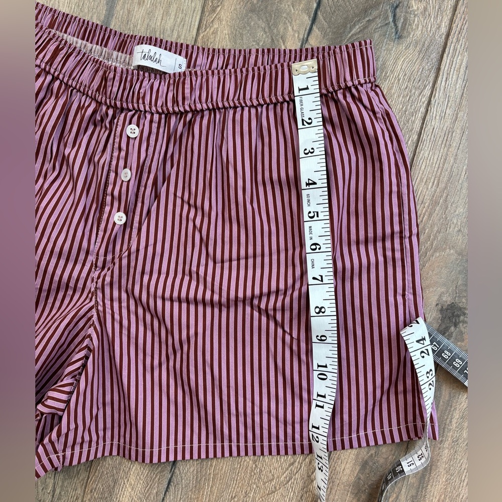 TALULAH High Waist Striped Pink Maroon Pajama Shorts Boxer Women Small Cotton - Picture 8 of 8